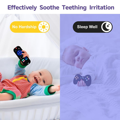 2 Pack Silicone Teething Toys for Babies 0-6 Months, Teethers for Babies 6-12 Months, Remote Teether for Baby, Sensory Toys for Babies, Baby Chew ...