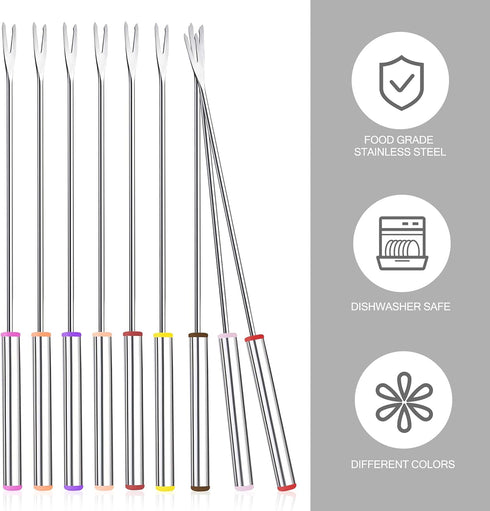 15pcs 9.6 Inch Fondue Sticks Stainless Steel Forks with Heat Resistant Handle for Roast Meat Chocolate Dessert Cheese Marshmallows...