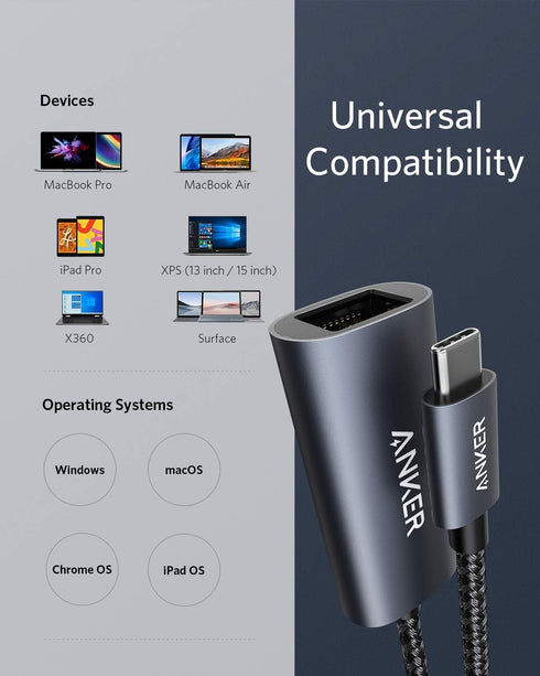 Anker USB C to Ethernet Adapter, PowerExpand USB C to Gigabit Ethernet Adapter, Aluminum Portable USB C Adapter for MacBook Pro, MacBook Air 2018 ...