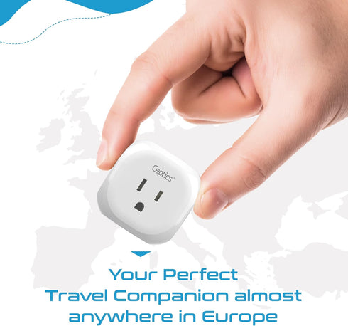 Ceptics European Travel Plug Adapter - 5 Input with 20W PD-QC 3.1A Dual USB-C and USB - Light Weight - USA to Any Type C Countries Such as Italy, ...