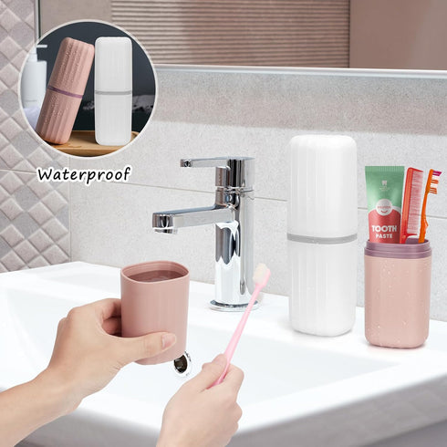 Travel Toothbrush Case,2pcs Travel Toothbrush Cup Holder Toothpaste Storage Containers, Portable Toothbrush Case for Travel Camping Business Schoo...