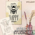 Bee Happy with Bee Stencil by StudioR12 | Craft DIY Spring Home Decor | Paint Inspirational Wood Sign | Reusable Mylar Template | Select Size (8 i...