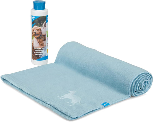 Animal Planet Bath Towel for Drying Dogs (Aqua) Embroidered Puppy Pattern, Super Absorbent Microfiber Towels 44 X 28. Great for Cleaning Pet After...