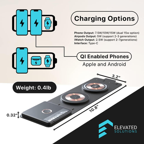 Dual 15W 3 in 1 Apple Charging Station | iPhone Watch Airpods Charging Station | Foldable Fast Stand Charger | 3 in One Apple Charging Station for...