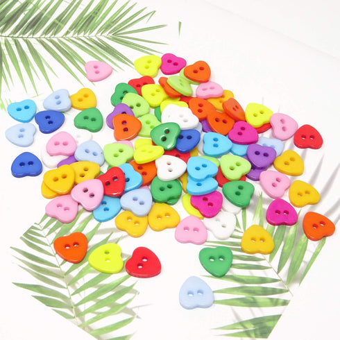 Honbay 100PCS Resin Love Heart Buttons 2 Holes Buttons Plastic Heart Shaped Sewing Buttons Decorative Buttons for Skirts, Gloves, Sweaters, Shirts...