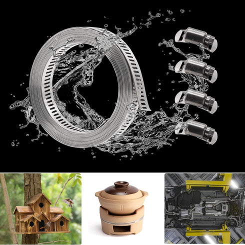 DIY Hose Clamps 12FT 304 Stainless Steel Metal Strap + 8PCS Stronger Fasteners Assortment Kit Large Adjustable Pipe Clamps Band Clamp for Pipe Aut...