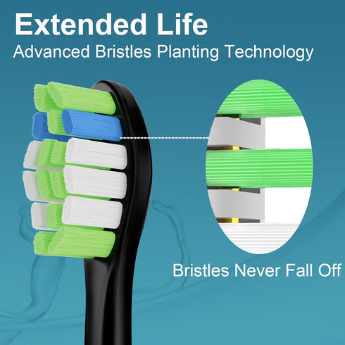 Replacement Toothbrush Heads Compatible with Aquasonic Black Series/Vibe Series/Black Series Pro/Duo Series Pro,8 Pcs Black Electric Toothbrush He...
