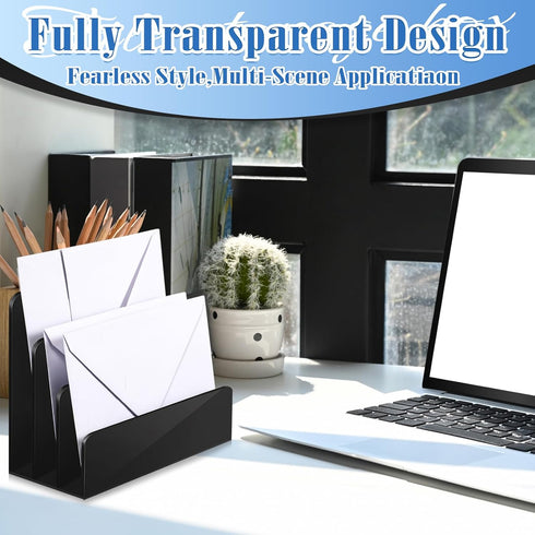 Black Desktop Mail Organizer Acrylic File Holder Acrylic File Organizer Multifunction Office File Sorter for Easy Access Office Home Letter Docume...