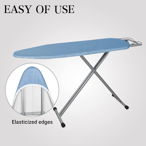 Ironing Board Cover and Pad | 100% Cotton Cover with Padding Standard Size with Aluminum Coating | Heat-Reflective Ironing Board with Elastic Edge...