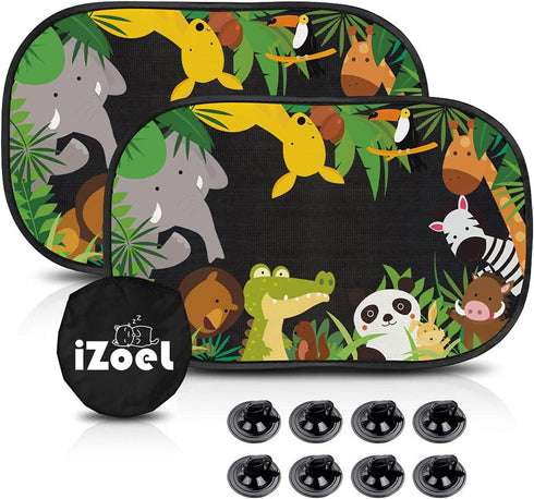 MOVINPE Car Sun Shade for Baby Kids 2 Pack Static Cling Side Window Car 80GSM Rear Sunshades Universal with 8 Suction Cups and Storage Bag - Sun G...