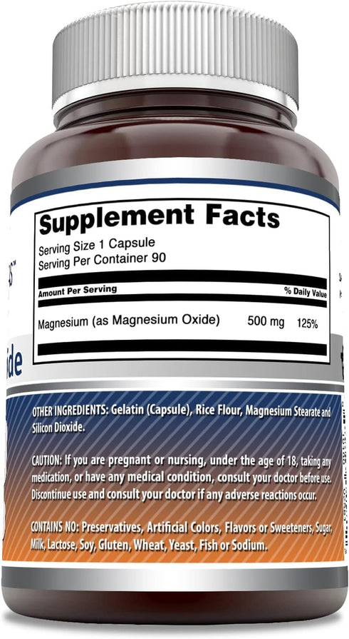 Amazing Formulas Magnesium Oxide Supplement | 500 Mg per Serving | 90 Capsules | Non-GMO | Gluten-Free | Made in USA...