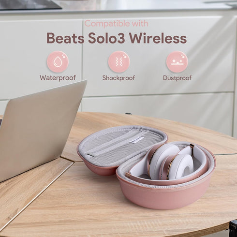 Yinke Case for Beats Solo3 /Solo 4 On-Ear Headphones, Portable Travel Hard Shell Storage Bag (Rose Gold)...