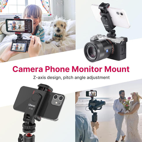 Phone Tripod Mount Holder for iPhone - ULANZI ST-06S Camera Hot 2 Cold Shoe Phone Mount Compatible for iPhone Android Sony Canon DJI Ronin S/SC Zh...