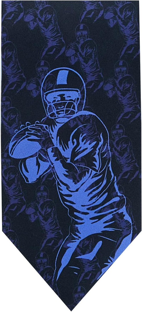 Jacob Alexander Men's Football Player Silhouette Pattern Regular Length Neck Tie - Ice Blue...