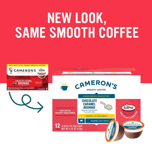 Cameron's Coffee Single Serve Pods, Flavored, Chocolate Caramel Brownie, 12 Count (Pack of 1)...