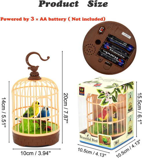 Mini Voice-Activated Birds Birdcage Toys, Chirping & Wings Fluttering Parrot Animals Toy Gifts for Baby Toddler Kids Children (526B)...