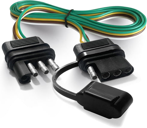 Trailer Wire Extension 4-Way 4 Pin Plug, 4 Wire 4-Flat Connector with Male & Female Plug 18 AWG 59 inch Hitch Light Trailer Wiring Harness Extende...