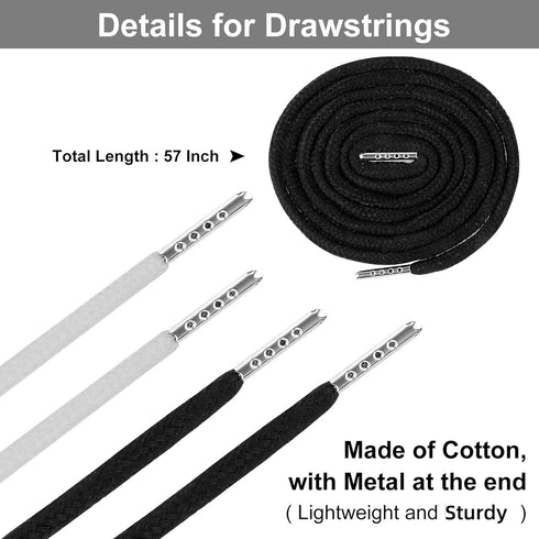 MiniRed 8PCS Drawstring Cord, Replacement Drawstring for Sweatpants, 57 Inch Drawstrings Replacement with Easy Threaders, Draw Strings for Shorts ...