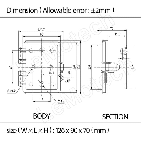 LeMotech Electrical Box, IP67 Waterproof Hinged Cover Stainless Steel Latch Junction box, ABS Plastic Electrical Enclosure with Mounting Plate,Wal...