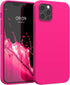 kwmobile Case Compatible with Apple iPhone 12 Pro Max Case - Soft Slim Protective TPU Silicone Cover - Neon Pink...