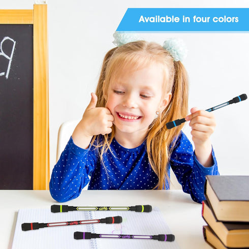 4 Pieces Spin Cool Pens, Rolling Finger Spin Game Pens with Weighted Ball Anti-Slip Stationery Set with Refills Black Ink for Students Entertainme...