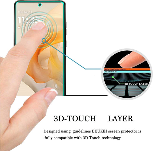 beukei (3 Pack) Designed for Motorola Moto G Stylus 5G (2024) Screen Protector Tempered Glass,Touch Sensitive,Case Friendly, 9H Hardness...