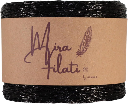 Metallic Yarn for Crochet and Knitting, 350 Yard/250gr, Flatt Yarn for Sewing and Quilting, 100% Polyester Thread for Craft Projects (MB240-Black)...