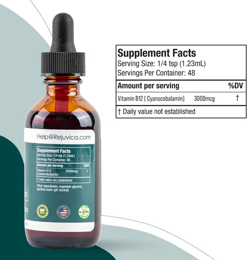 Essential B-12 Liquid B12, Supports Energy and a Healthy Nervous System - Convenient Liquid Dropper Absorbs Fast & Tastes Great...