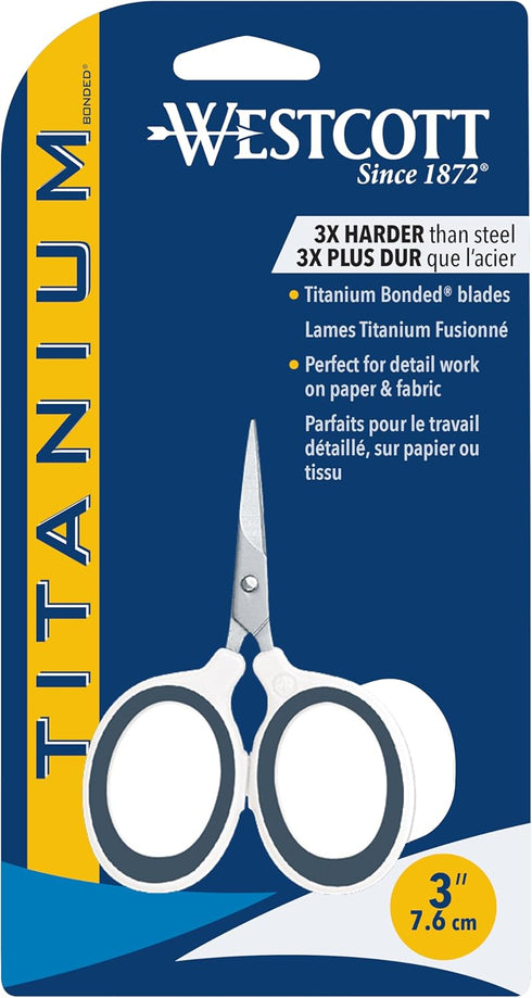 Westcott 15150 3" Titanium Bonded Straight Scissors, 3-Inch, White/Gray...