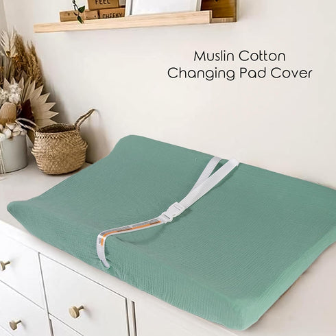 Organic Cotton Ultra Soft Muslin Changing Pad Cover,Change Table Pad Covers Fit 34×16inches for Boys and Girls (Turquoise)...