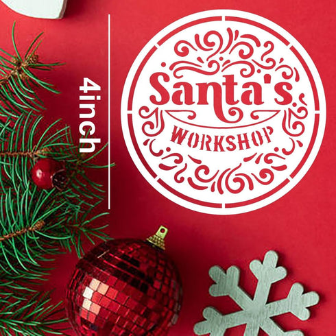 Small Christmas Stencils 4inch,Christmas Stencil Xmas Vintage Stencils Holiday Templates for Painting on Wood Slice...