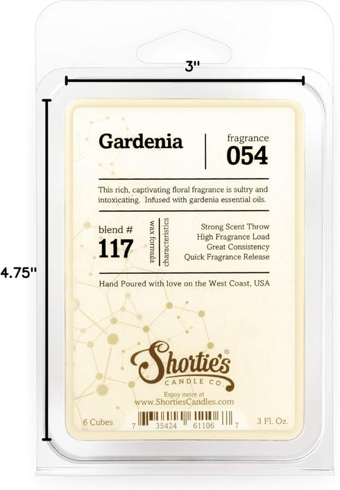 Shortie's Candle Company Pure Gardenia Wax Melts - Formula 117-1 Highly Scented 3 Oz. Bar - Made with Essential & Natural Oils - Flower & Floral A...