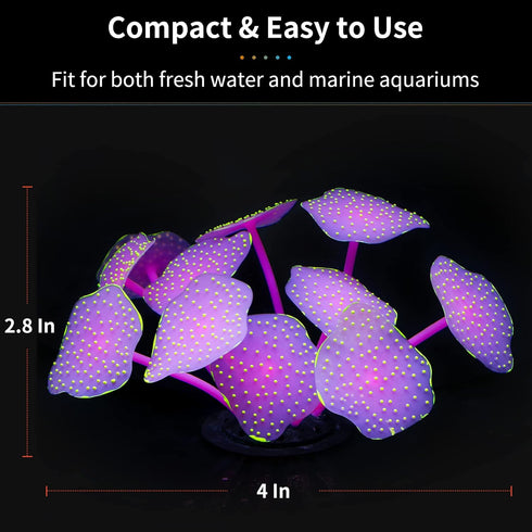 Uniclife Silicone Coral Plant Decorations Glowing Artificial Ornament for Fish Tank Aquarium, Yellow, Ball Shape...