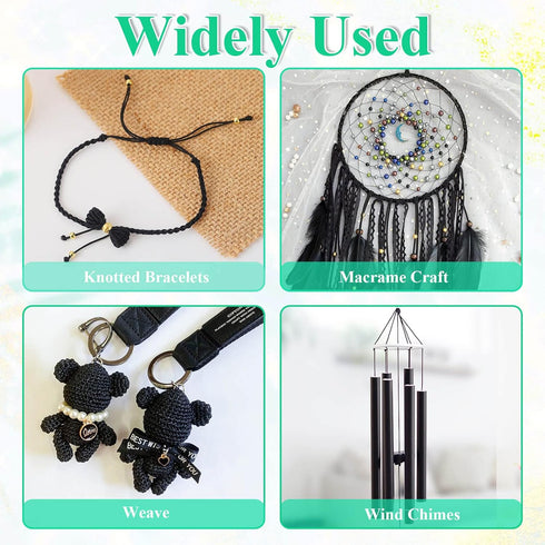 Black Nylon String, Anezus 0.8mm Nylon Thread Chinese Knotting Cord Tarred Twine Outdoor String for Braided Bracelets, Beading, Necklaces, Macrame...