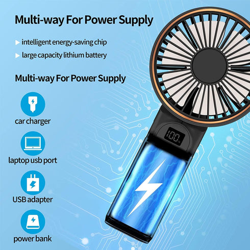 Handheld Fan, Portable Fan, 4000mAh Rechargeable Personal Fan, 180° Foldable Mini Desk Fan with 6 Wind Speed, LCD Digital Display, Lanyard as Neck...