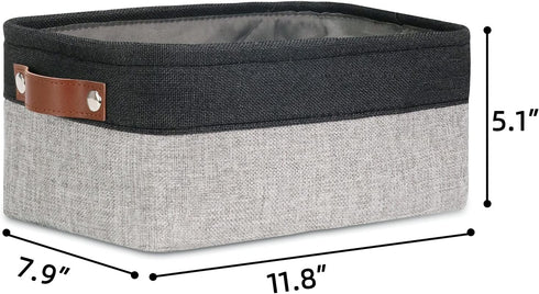 DULLEMELO Small Collapsible Fabric Basket for Organizing, Shelves, Closets, Laundry, Nursery, Decorative Gift Basket (Black&Gray)...