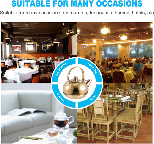 Hemoton Stainless Steel Tea Pot with Infuser Water Bottle Stovetop Tea Kettle with Removable Infuser for Loose Leaf Tea Golden Camping Kettle 1L/3...