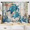 Nautical Blue Sea Turtles Beach Short Kitchen Window Curtains Ocean Starfish Half Bathroom Curtain for Bedroom Set of 2 Panels 27.5 W x 39 L Inche...