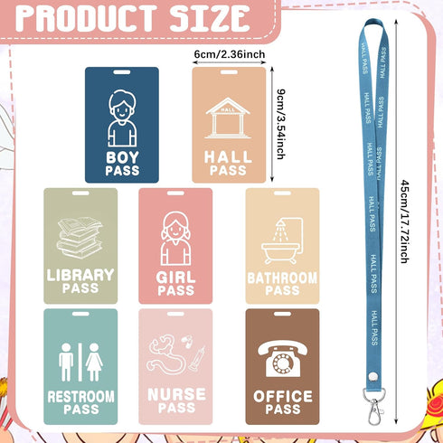 16 Pcs PVC Hall Pass Lanyards Unbreakable Hall Passes Writeable Hall Passes for Classrooms Bathroom Passes for Hall Bathroom Library Office Nurse ...