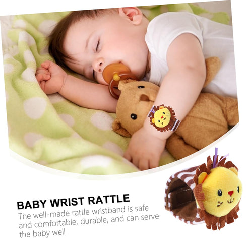 Toyvian 1pc Toy Wrist Lion Snap Bracelet Baby Musical Toy Bell Animal Wrist Rattle Xmas New Year Jingle Bell Toy Toys Baby Lion Wrist Rattle Plush...