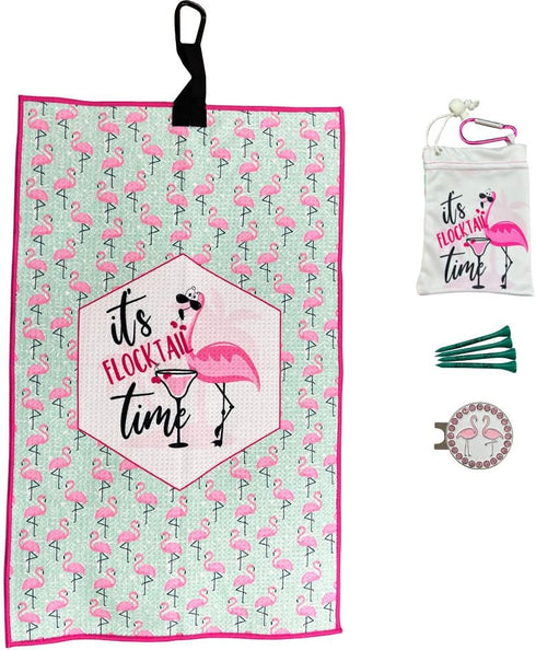 Par 3 Kit includes a Golf Towel Waffle Material, Tee Bag with 4 Tees, and Bling Golf Ball Marker with Hat Clip - Golf Accessories - Perfect Golf G...