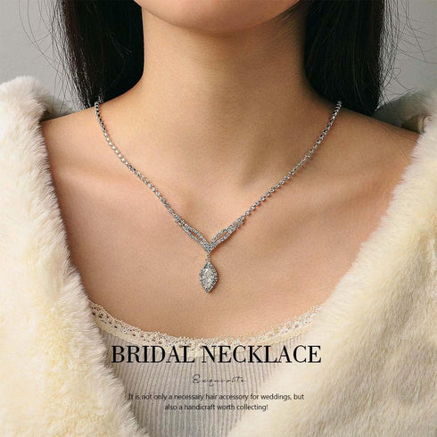 Yean Wedding Jewelry Set Silver Bridal Necklace Set Costume Jewelry Rhinestone Necklaces and Earring for Bride and Women...