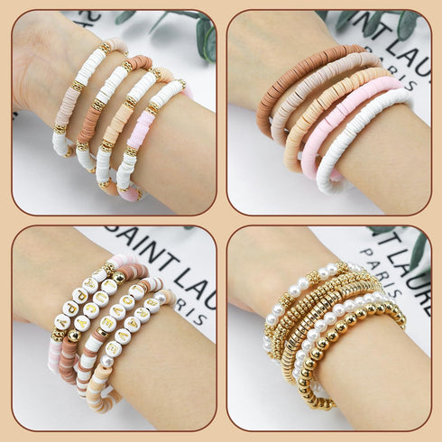 LUDUKOO Clay Bead Bracelet Kit, 2370Pcs Flat Polymer Clay Heishi Beads Bracelet Making Kit for Girls Adults, DIY Friendship Bracelet Kit with Gold...