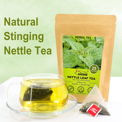 FullChea - Nettle Leaf Tea Bags, 25 Teabags, 1.5g/bag - Naturally Stinging Nettle Tea - Support Eye Health & Strengthen Bones...