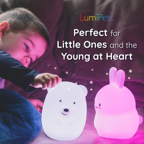Lumipets Remote Control Silicone Night Light for Kids - Elephant Design with 9 Soft Colors & Sleep Timer - Rechargeable, Battery-Operated Lamp for...