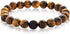 Mens Polished Tiger Eye and Black Matte Onyx Bead Stretch Bracelet (10mm), Brown, One Size...