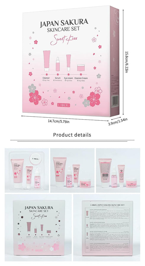 Skin Daily Skincare Set Gentle Skin Cleaning & Care Teenage Girls and Women Gift Set Includes Cleanser Serum Essence Eye Cream (4PCS)...