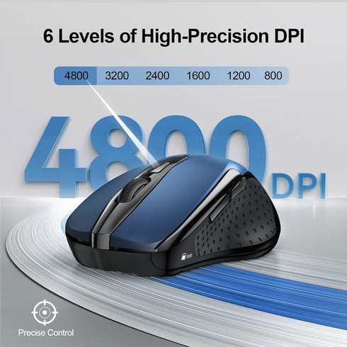 TECKNET Wireless Mouse (2.4G & BT5.0/3.0) Silent Mouse 4800 DPI Computer Mouse 6 Buttons Bluetooth Mouse, USB A Mouse Wide Compatibility - Blue...