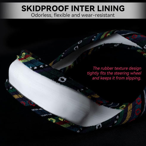 Boho Steering Wheel Cover Elastic Microfiber for Women, Universal Fit 15 inch Car SUV, Hippie Style Protector Cover, Anti-Slip, Breathable, Absorb...