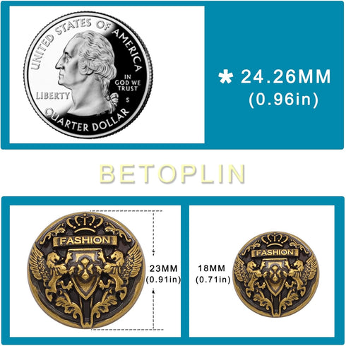 14 Pieces Antique Gold Blazer Buttons, Crown Lion Metal Shank Blazer Buttons Set for Sewing Coats Suits Blazers...